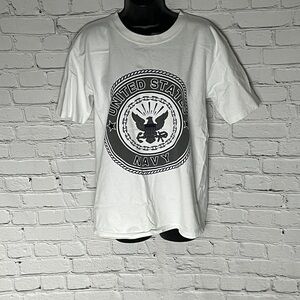 Soffe White Navy Emblem Tee